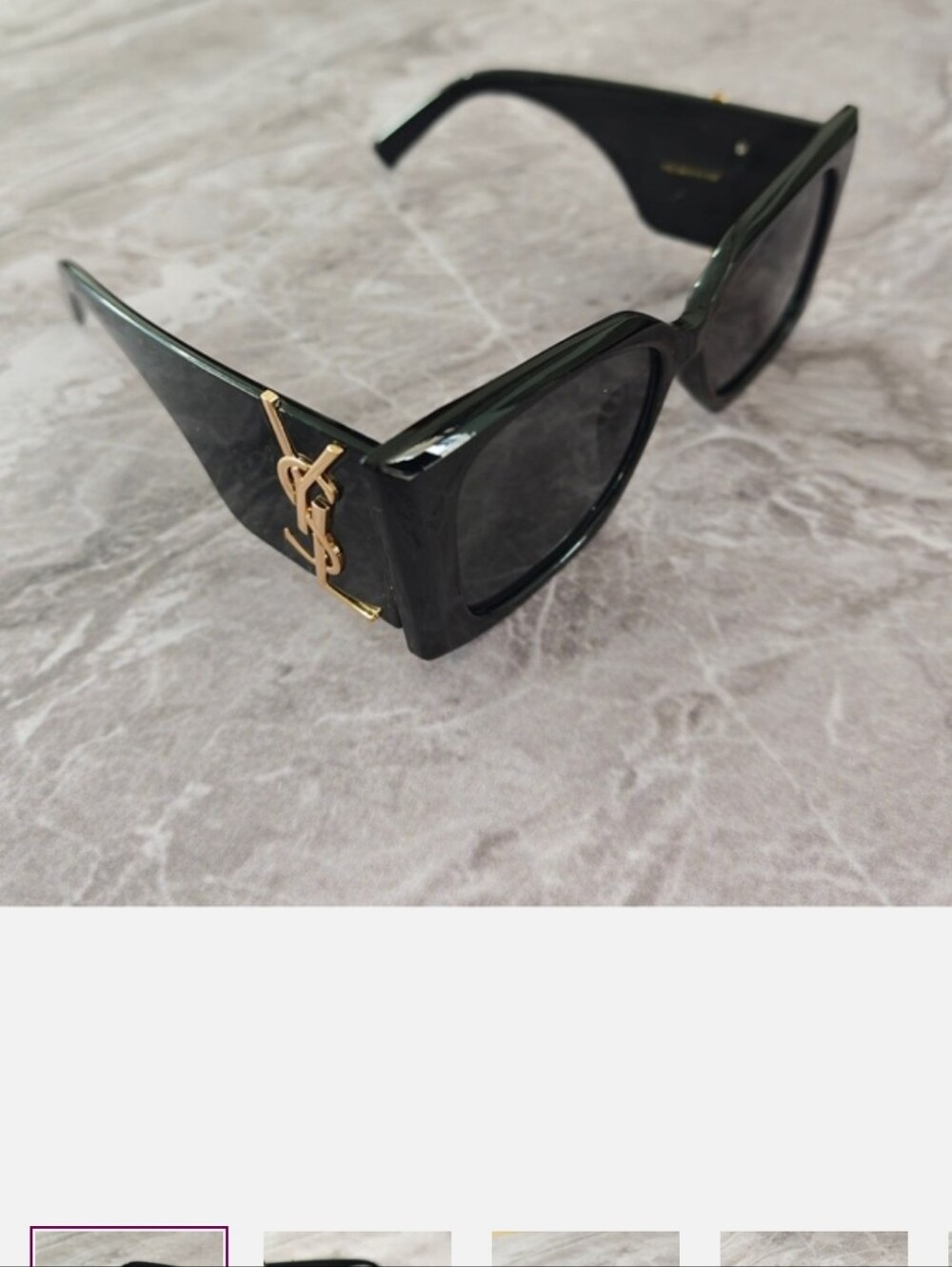Saint Laurent Black Square Sunglasses with Gold YSL Logo